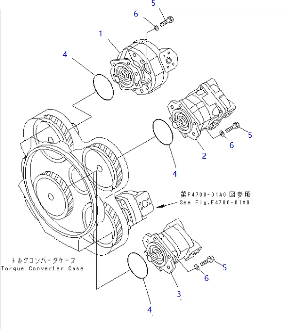 零件图 齿轮泵 小松 705-52-30490 Compactors WF550, WF550T, Wheel Dozer WD500, Wheel Loaders WA500; SAR3-63-28.png