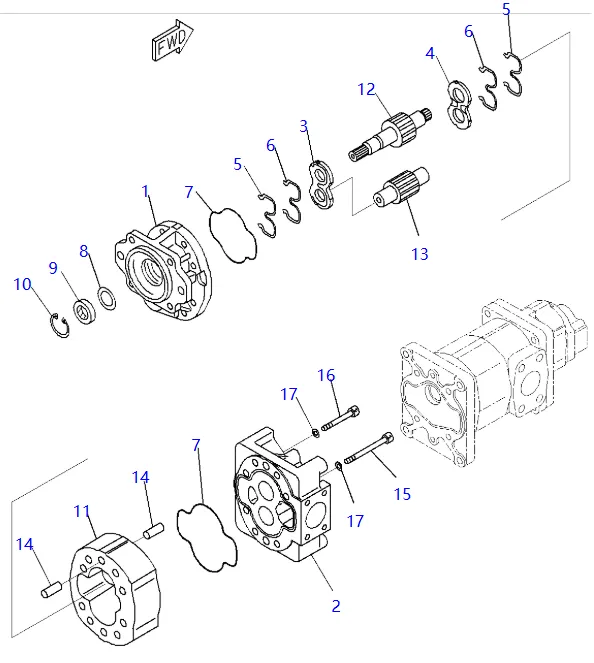 零件图 齿轮泵 小松 705-55-43040 Wheel Dozers WD600, Wheel Loaders WA600; SAL160+100+32.png